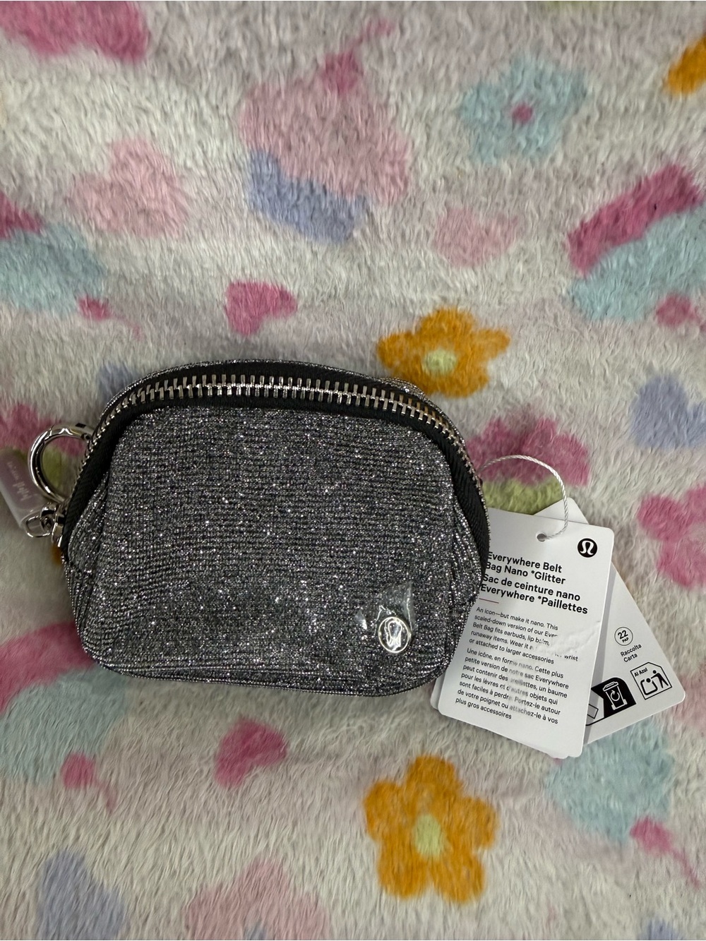 lululemon athletica Silver Glitter Nano Belt Bag